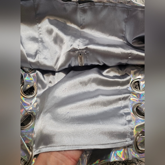 Dolls Kill Club Exx Holographic Silver Patent Leather Mini - Picture 10 of 14